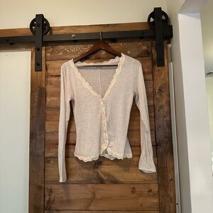 Free People Intimately Ivory Lace Detail Sweater